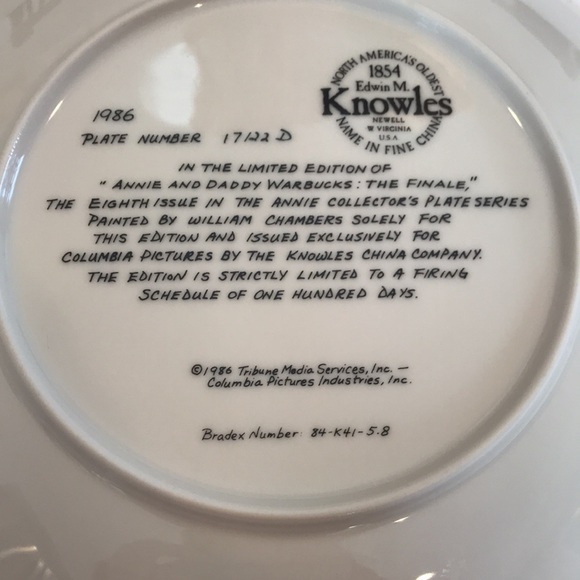 “Annie and Daddy Warbucks: The Finale” collectable plate - Picture 6 of 6